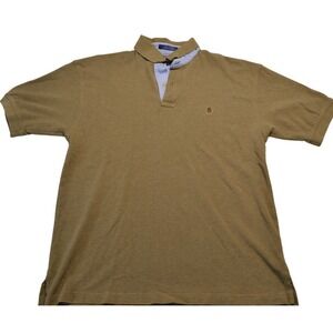 Tommy Hilfiger Men's Brown Short Sleeve Polo Shirt Vintage Crest Logo Large